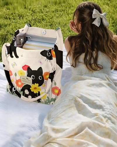 Miss Adola Corduroy Tote Bag for Women with Aesthetic Design - color: Three Cats