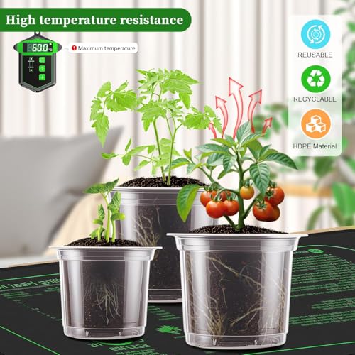 SupKing Clear Nursery Pots 6/5/4 Inch Plastic Seed Starter,12 Pack Plastic Pots for Plants with Drainage Holes for Transplanting Succulents Cuttings Come with 15 Seedlings Labels - size: 4/5/6 Inch