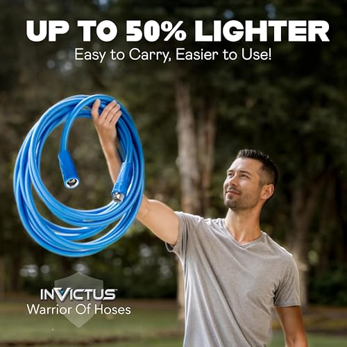 INVICTUS 75 Ft Garden Hose with Sprayer Nozzle, 2-Layer Heavy Duty Drinking RV Water Hose 75Ft x 5/8 in. Flexible, Lightweight, NON Expandable, Kink Resistant, Easy Connect Fittings, 400 PSI