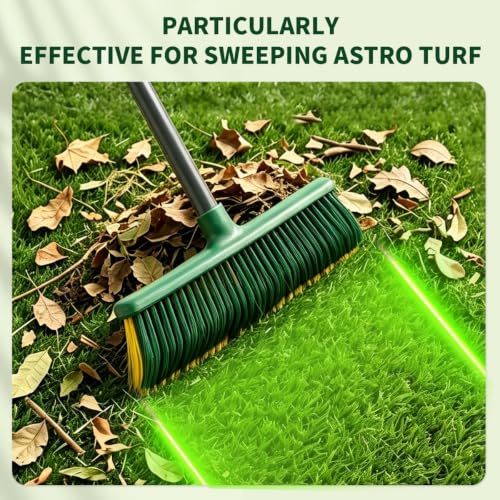 Altdorff Artificial Turf Curved Rake with 4-Section Adjustable Steel Handle from 34" to 63", Bristle Artificial Grass Turf Broom for Easy Quick Remove Leaves, Dead Grass, Debris, Shrubs, Pet Hairs