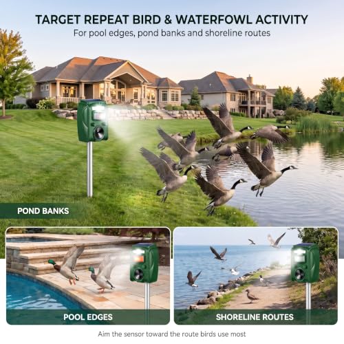 Solar Ultrasonic Animal Repellent Outdoor for Deer, Skunk & Raccoon 2 Pack