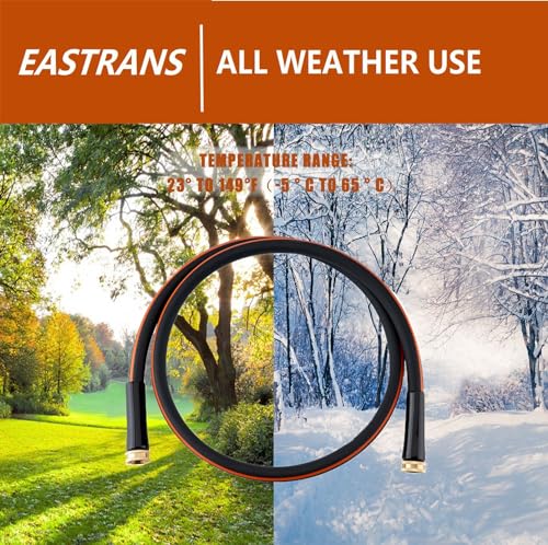 EASTRANS 3ft x 5/8" Black Garden Hose with 3/4" Female to Female Fittings - color: Black and Orange, size: 3FT Female to Female