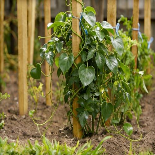 Natural Wood Stakes 4FT, 36Pcs Plant Stakes, Wood Garden Stake for Plants, Beans, Indoor and Outdoor Climbing Plants