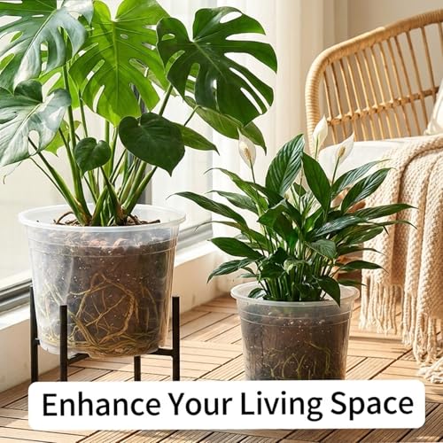 24 Pcs Clear Nursery Pots with Drainage, 4-9.5" Plastic Plant Pots - size: Size C