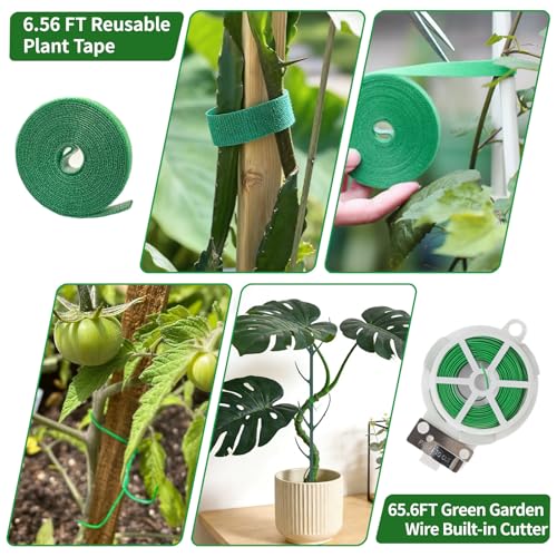 30Pcs Stackable Plant Support Stakes, Plant Stakes for Monstera Plant Stem Supports for Indoor Plants, Includes Garden Wire, Ties & Cutter for Pothos, Money Plant, Vines, Outdoors