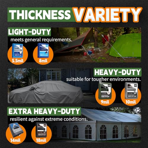 RAINDEWAY Small Tarps 3x3 Feet(2 Pack),9Mil Green/Black Tarp Waterproof - color: Green/Black, size: 3x3 Feet (2 Pack)-Finished size