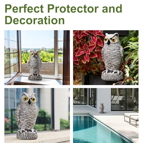 OFFO Owl Statue, Plastic Owls Scarecrow for Halloween Decorations Outdoor Garden, Yard, Pool Decoration, 8.3 in Height, Brown - color: Brown