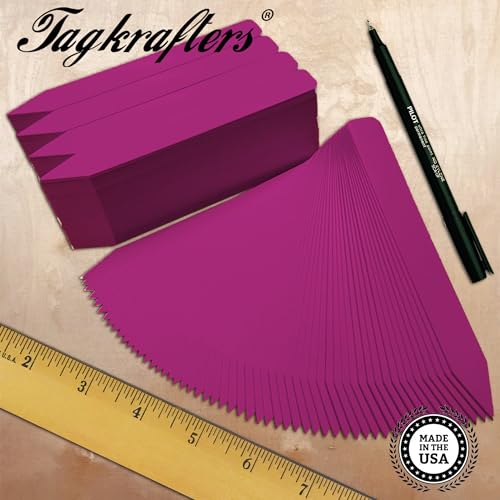 6" x 5/8" Fuchsia Premium Pot Stakes with Marker - 300 Pcs - Plastic Plant Tags and Labels - Nursery Garden Tree Labels Waterproof Writeable | Made in The USA |