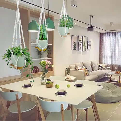 Hanging Planters with Macrame Plant Hangers for Indoor Outdoor Plants, 3 Set Hanging Baskets Flower Pots Holders 35''/27''/21'', Self-Watering Pots 7''/6''/5.5'', Boho Home Decor, Green - color: Green