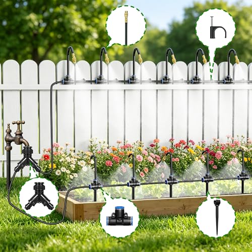 Thiswing 200FT 360° Adjustable Irrigation System with Stake Holders - size: 200FT