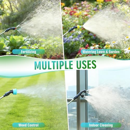 Battery Powered Sprayer 2 Gallon, Powerful Electric Garden Sprayer with 3 Speeds Displayed, Battery Indicator, 4 Mist Nozzles, Retractable Wand, Adjustable Shoulder Strap for Lawn Yard and Garden - color: Blue
