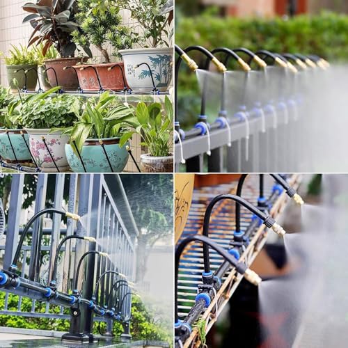 360° Adjustable Drip Irrigation System - Compatible 1/4" Irrigation System, 33FT Garden Watering Atomizing System with 10pcs Nozzles, Greenhouse Accessories for Yard, Lawn, Plants, Garden (33Ft) - size: 33Ft