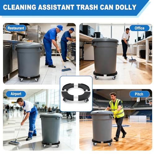 W B D WEIBIDA Trash Can Dolly Wheels Adjustable 15-19 Inch Round Roller with 4 Wheels Drum Cart Heavy Duty 440lbs Keg Truck Large Barrel Dollies Multi Functional Rolling Stand Plant Caddy - color: Black
