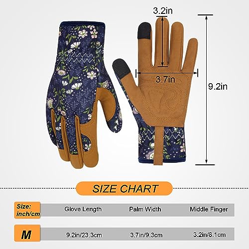 Leather Gardening Gloves for Women Thorn Proof Garden Gloves Touch Screen Working Gloves Gifts - color: Colorq, size: Medium