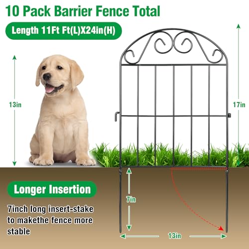 ADAVIN Collapsible Garden Fencing 24 inch high, 10 Panels Animal Barrier - color: Black, size: 24in(H)x12in(L) 10 Panels