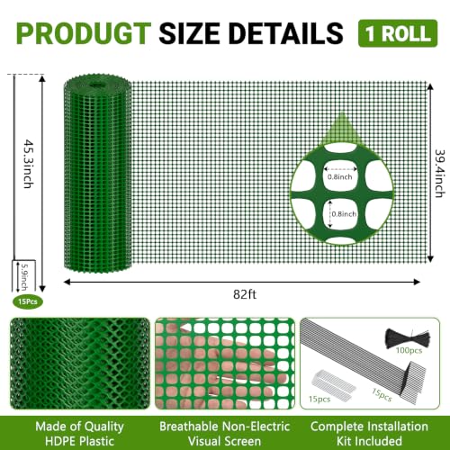 DoCred Plastic Chicken Fence Netting with Post, Garden Fencing Border Green - color: Green