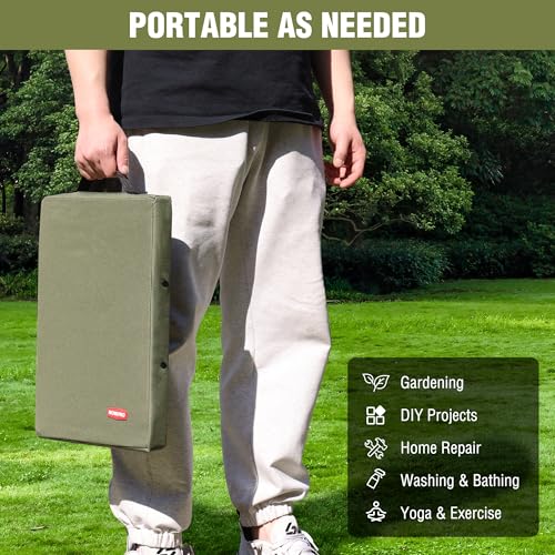 WORKPRO 17" Kneeling Pad with Removable Cover, Soft NBR Foam Cushioning - color: Green