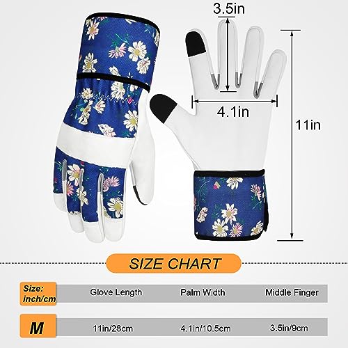 Leather Gardening Gloves for Women Garden Gloves Thorn Proof Touch Screen Design Heavy Duty Working Yard Gloves - color: Colora