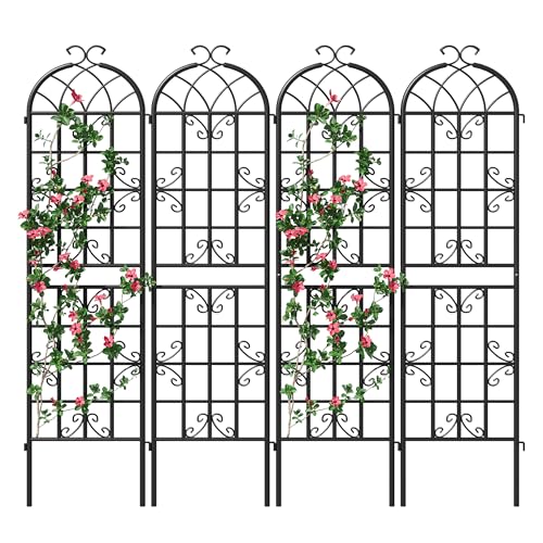 4-Pack 87" x 20" Butterfly Arch Black Metal Garden Trellises - color: 4 Pack 87"- Butterfly Black