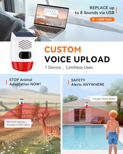 PILSAMAS 2-Pack Solar Motion Sensor Alarm, 120dB Deer Bear Deterrent, IP65 - style: Square-Beam