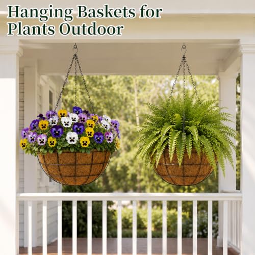 10" Hanging Baskets for Plants Outdoor with Coir Liners, 2Pack - size: 10"-2Pack