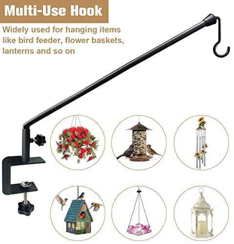 38 Inch Extended Reach Deck Hook Hanger for Railing, Heavy Duty Outdoor Plant Hook Holder for Hanging Bird Feeder Flower Basket Planter or Lanterns, 1 Pack - size: 38 Inch 1 Pack