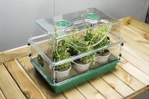EarlyGrow Medium Seed and Herb Domed Propagator with Vented Side Height Extension and Security Clip Set,Green - size: Medium with 1 Height Extender and Clips