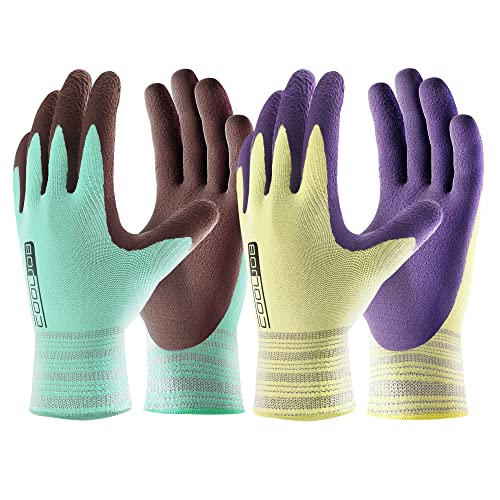 COOLJOB Medium Size Gardening Gloves Set for Women, 1 Pair of Long Sleeve & 2 Pairs of Short Sleeve