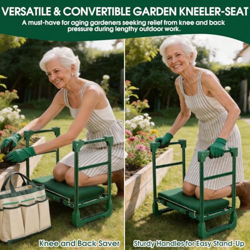 Garden Kneeler and Seat Heavy Duty 600LBS w/ Thicken Wide Soft Kneeling Pad