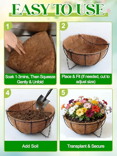 ANPHSIN 4Pcs 18inch Coconut Liners for Hanging Baskets Planters - size: 18in