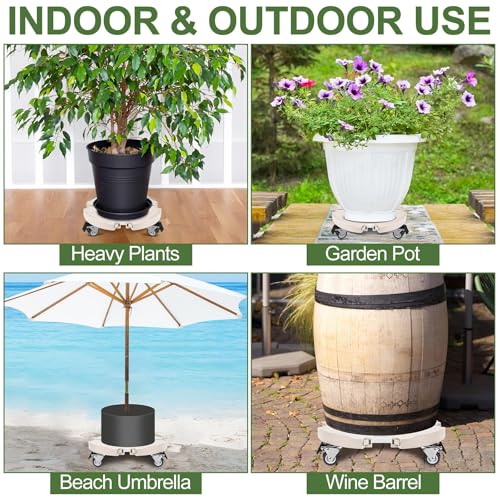 ToLanbbt Plant Caddy Stand with 360° Wheels Adjustable 15-22 Inch Rolling Stand Heavy Duty Large Plant Cart Dolly with Casters 440lbs Capacity for Large Planter, Garden Pot, Flower Pot, Beige, 1 Pack - color: Beige