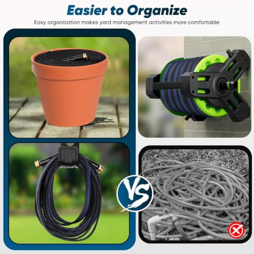 Garden Hose 50 ft, Non-Expanding Water Hose, Flexible Ultra-Light - color: Black, size: 50FT