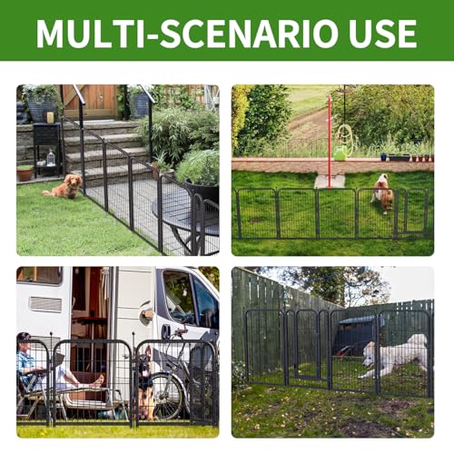 Decorative Garden Metal Fence 36ft (L)×45in (H) with 14 Panels 2 Gate Outdoor, No Dig Rustproof Wire, Animal Barrier Fencing for Outdoor Yard Patio Flower Bed,(Black-Silver) - size: 45in(H)x36ft(L)