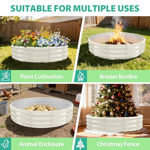 12 Inch Tall 60 Inch Diameter Round White Raised Garden Bed Kits Outdoor - color: Cream White, size: 60 Dia X 12 inches