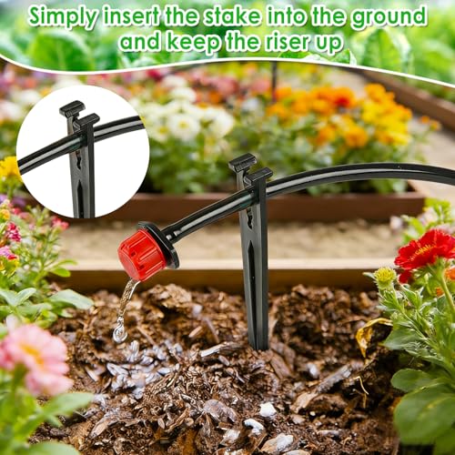 100 Pieces Drip Irrigation Support Stakes for 1/4 Inch Tubing, Plastic 1/4'' Drip Tube Holder Stakes for Irrigation Hose Emitter Support Garden Greenhouse Drip Supplies, 5.6-Inch Long