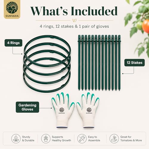 SunVara Tomato Cages For Garden Tomato Trellis For Raised Garden Bed Tomato Plant Support Garden Cage Tomato Cages Heavy Duty Tomato Cages for Pots Tomato Support Garden Cages For Vegetables, Green