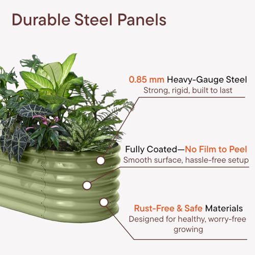 2 Pcs 8x4x1 ft Galvanized Raised Garden Bed, 12" Metal Flower Bed - color: Beige, size: 8x4x1ft