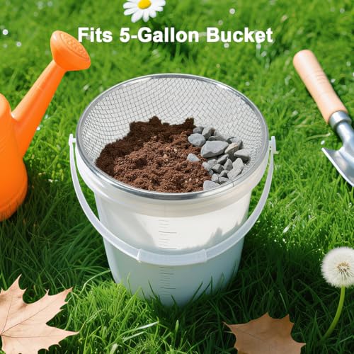 Soil Sifter Galvanized Screen, Soil Sieve for Compost Dirt Sand Rock, Rust-Resistant Sifter for 5 Gallon(1/8in,1/4in) - style: 2PCS(1/8in,1/4in)