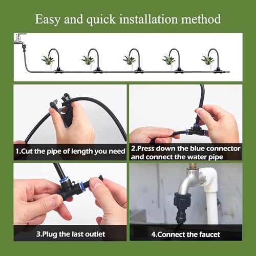360° Adjustable Drip Irrigation System - 17FT Garden Watering System with 5 Nozzles, Garden Irrigation System, Greenhouse Accessories, Atomizing System for Yard, Lawn, Plants, 5/16 inch Hose - size: 17FT with 5 Nozzles
