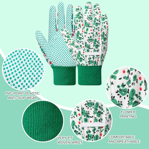 5 Pairs Gardening Gloves for Women 1 Gloves with Claw and 4 Floral Glove with Non-Slip Grip Yard Work Glove Light Working for Weeding Planting