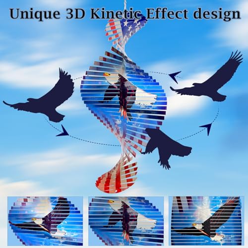 Aoedelyart Wind Spinners Outdoor Creates a Soaring Eagle Effect, 3D American Flag Eagle Wind Spinner Hanging Independence Day/Memorial Day Decorations,Gifts for Men/Women,15in Garden Decor,Yard Art - color: 004-american Flag Eagle