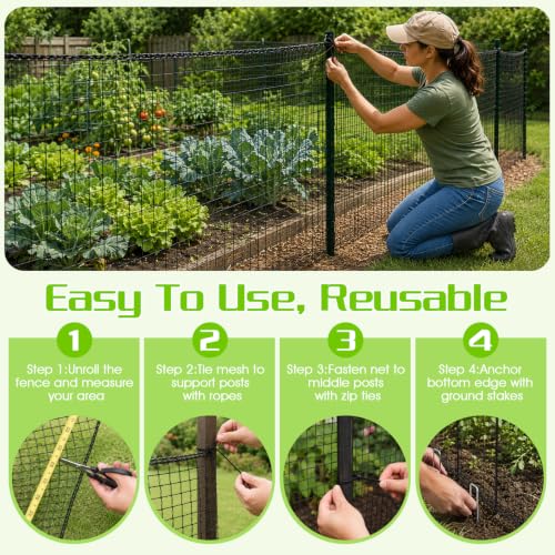 Deer Fence Netting for Garden, 4x100 FT Temporary Fence for Backyard - size: 4x100 FT