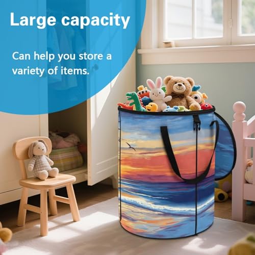 BIGCARJOB Hawaii Palm Camping Trash Can Pop-Up Recycle Trash Can Outdoor Garbage Storage Bag Large Oval Rubbish Bin with Clip and Zip Clid, 22.83x17.71 in - color: Hawaii Palm
