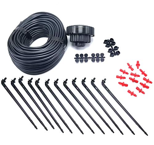 (3.3 GPH) - 12 Plant Drip Grow Kit - Starter Hydroponics Irrigation Bubbler/Manifold Kit - Includes 100'ft 1/8" Distribution Tubing, Emitter Stakes, Manifold & Plugs (Pots Sold Separately) (3.3 GPH) - size: 3.3 GPH
