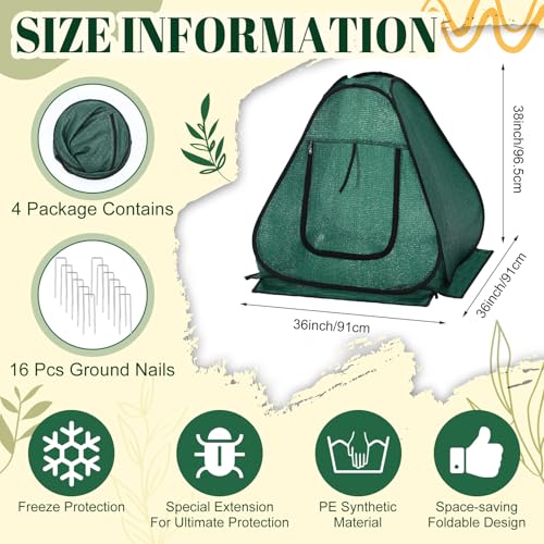 4 Pack Pop up Plant Covers, 36 x 36 x 38 in Garden Netting - size: 36 x 36 x 38 Inches