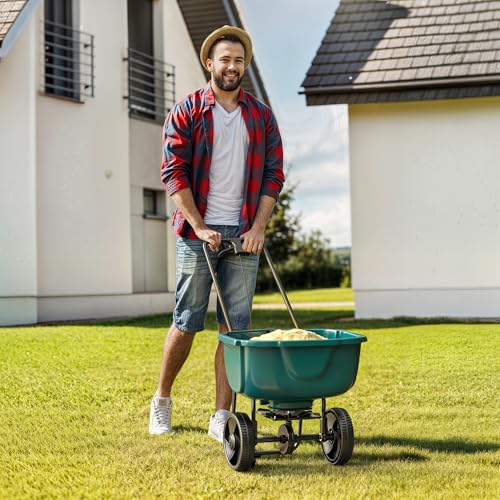 YITAMOTOR 60 lb Walk Behind Lawn Garden Spreader for Seeds Fertilizer
