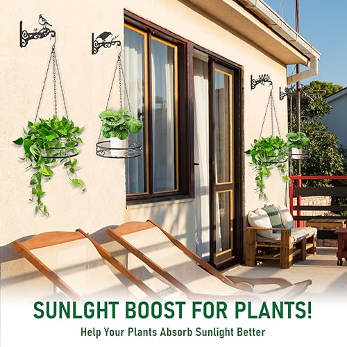 2-Pack Metal Plant Hanger Indoor Outdoor Hanging Plant Holder - size: 2-Pack