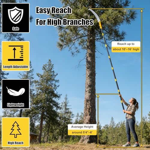 Pole Saw for Tree Trimming, 8FT Lightweight 2 in 1 Manual Hand Saws Tree Trimmer Pole Saw, Sharp Steel Blade, Adjustable Branch Cutter Pruner for Yard Walkway Oak Palm Fruit Pine and Fir Limbs Cutting - size: 8FT