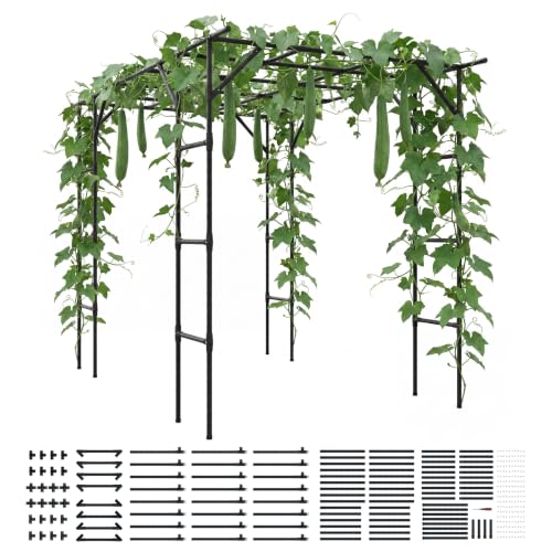 Garvee Metal Garden Arch Trellis for Climbing Plants Outdoor - color: Black-94"L*78"W*114"H