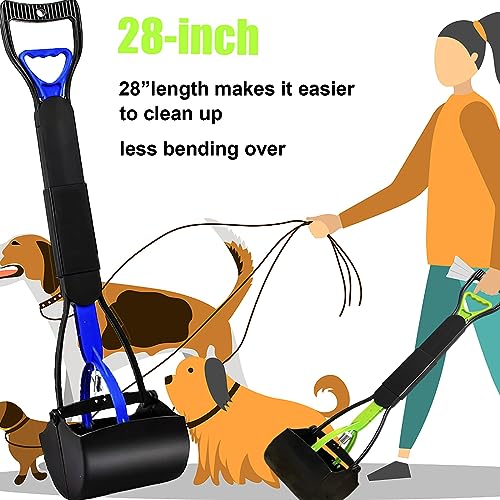2-Pack Pooper Scooper for Large Dogs Heavy Duty, Long Handle Poop Scoop for Yard, Grass, Gravel, Dog Poop Grabber with High Strength Material and Durable Spring - size: 2 Piece(28-inch length)